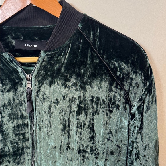 J Brand Velvet Bomber Jacket - Dark Green - Picture 2 of 7